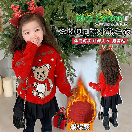 Q1605【聖誕節系列】聖誕小熊雪花針織毛衣2311