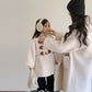 23D039韓版洋氣羊羔絨時髦羊角扣中長版親子裝外套2311