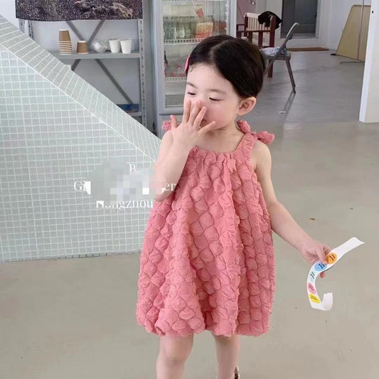 YX544韓版甜美可愛鬆餅格泡泡連身裙2305