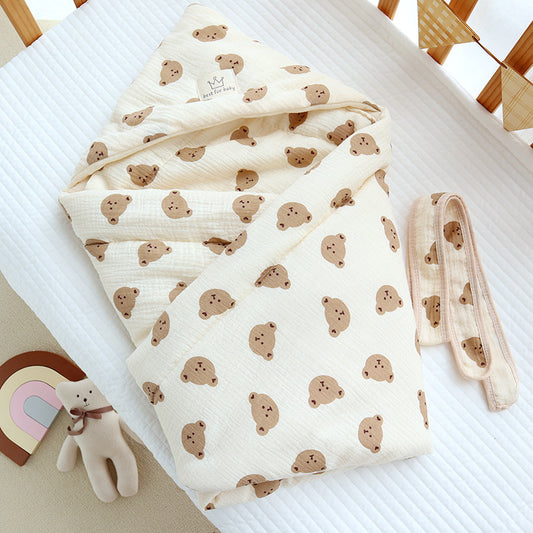 6020韓版嬰兒縐布夾棉抱被外出蓋被包巾(有一般跟豆豆加厚款~)(預購等追加)